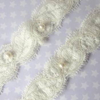 Ivory Garter Set / Wedding Garter including toss Garter / Garter - Simply Pearls Bridal Garter Set